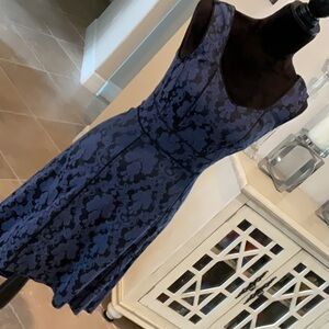 royal Bones black/blue back zip sleeveless dress, size S